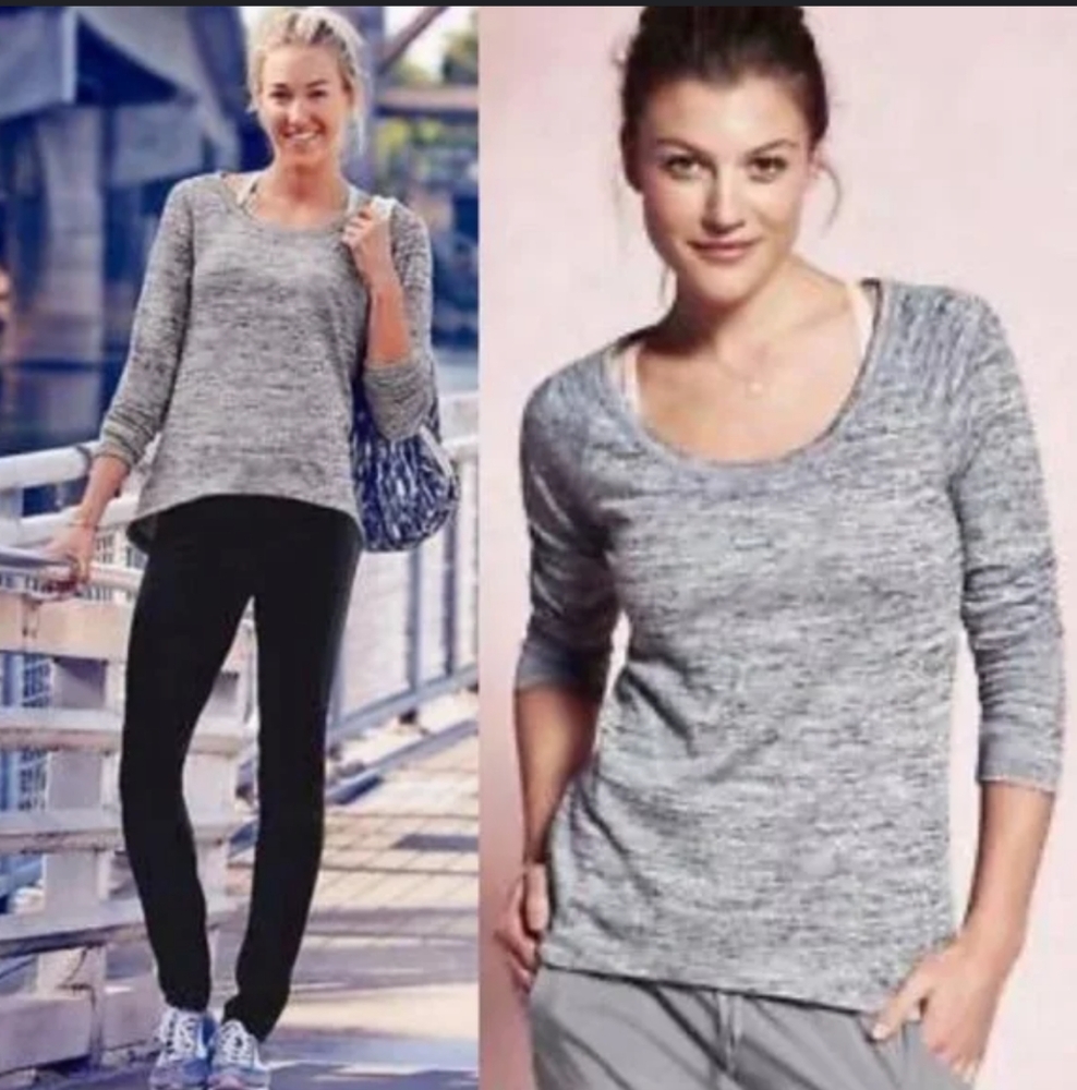 NWOT! ATHLETA Dark Gray No Sweating It Sharkbite Sweatshirt Small